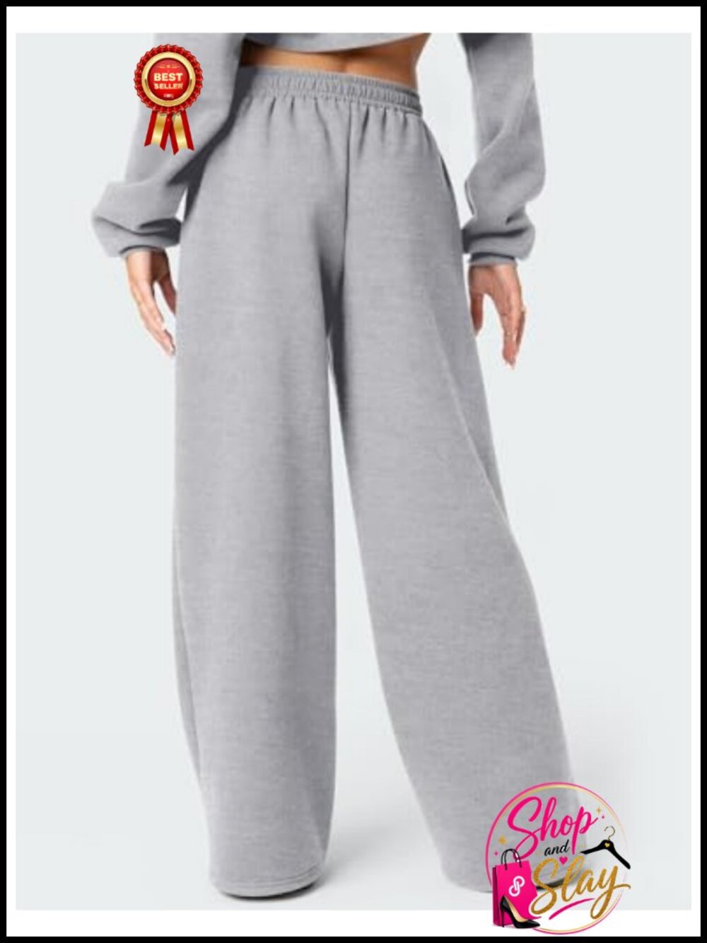 Fleece Wide Leg Sweatpants Low Rise Drawstring Pockets Lounge - Picture 2 of 6